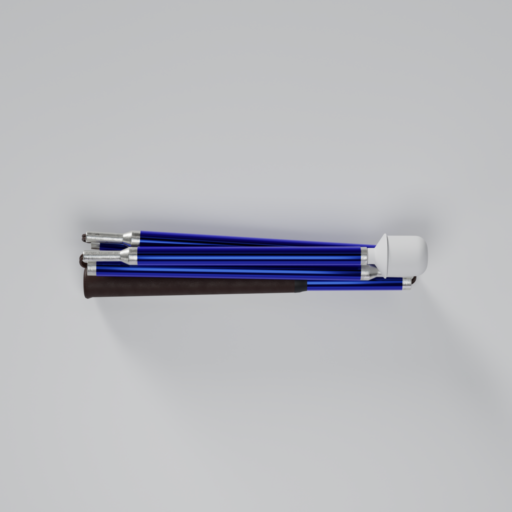 Our Sapphire Chrome metallic mobility cane by With Ease. Showcased with a white background.