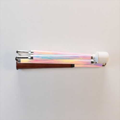 Our Celestial Blue iridescent mobility cane by With Ease. Showcased with a white background.