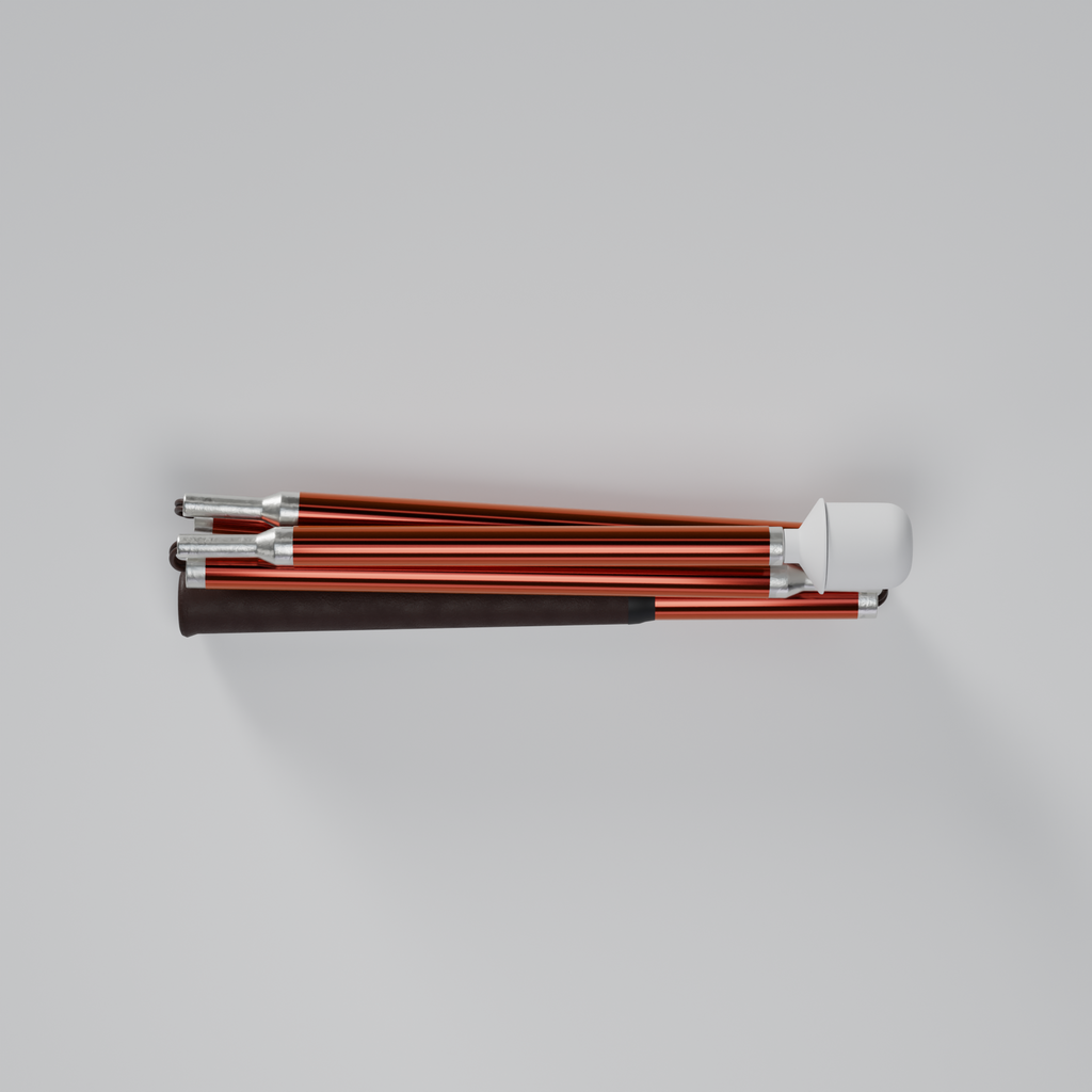 Our Polished Copper metallic mobility cane by With Ease. Showcased with a white background.