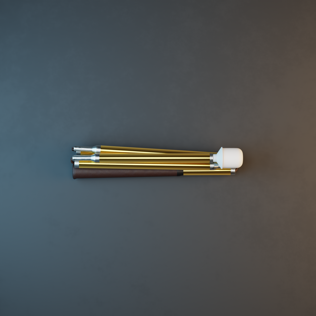 Our Liquid Gold iridescent mobility cane by With Ease. Showcased with a grey background.