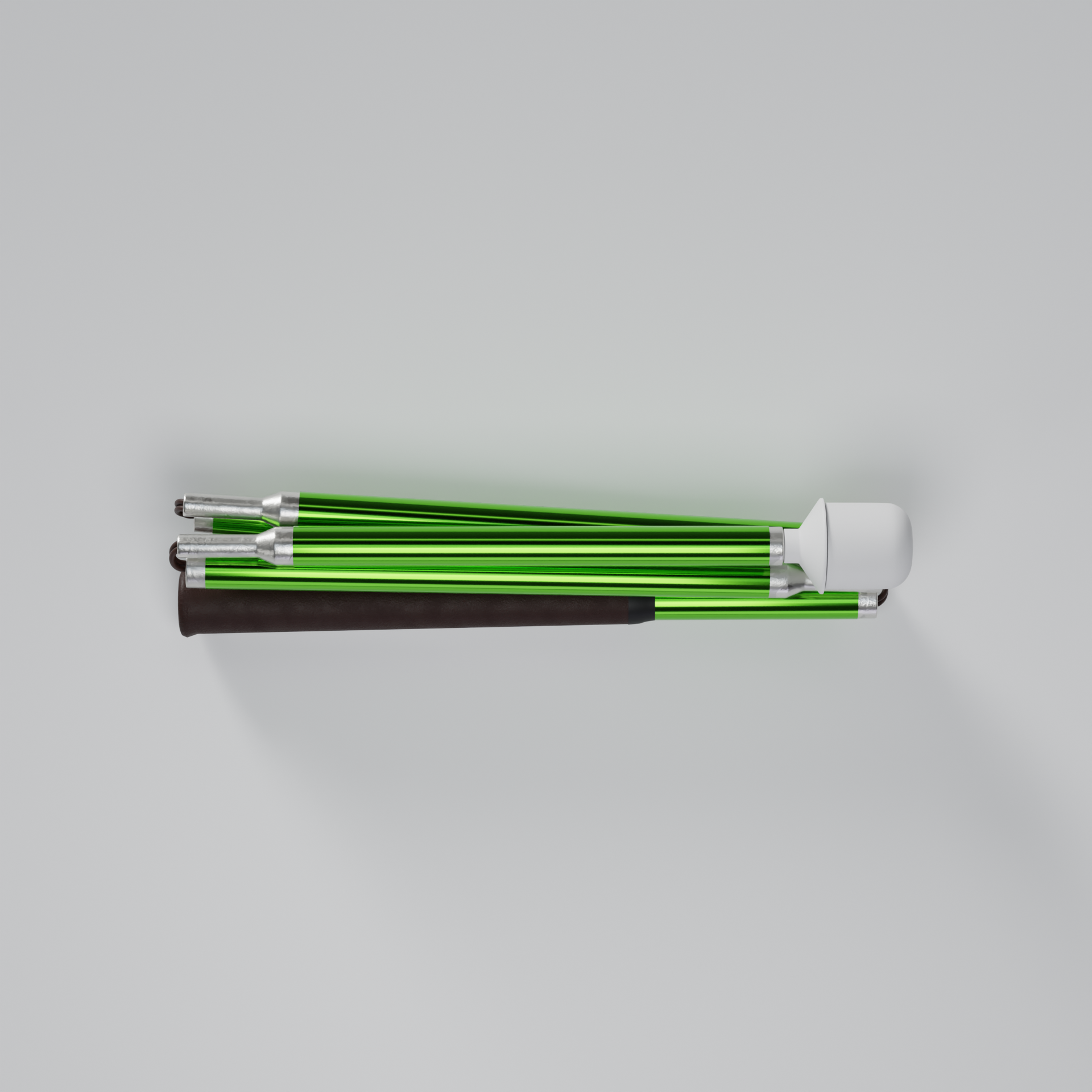 Our Emerald Chrome metallic mobility cane by With Ease. Showcased with a white background. 