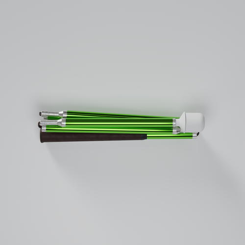 Our Emerald Chrome metallic mobility cane by With Ease. Showcased with a white background. 