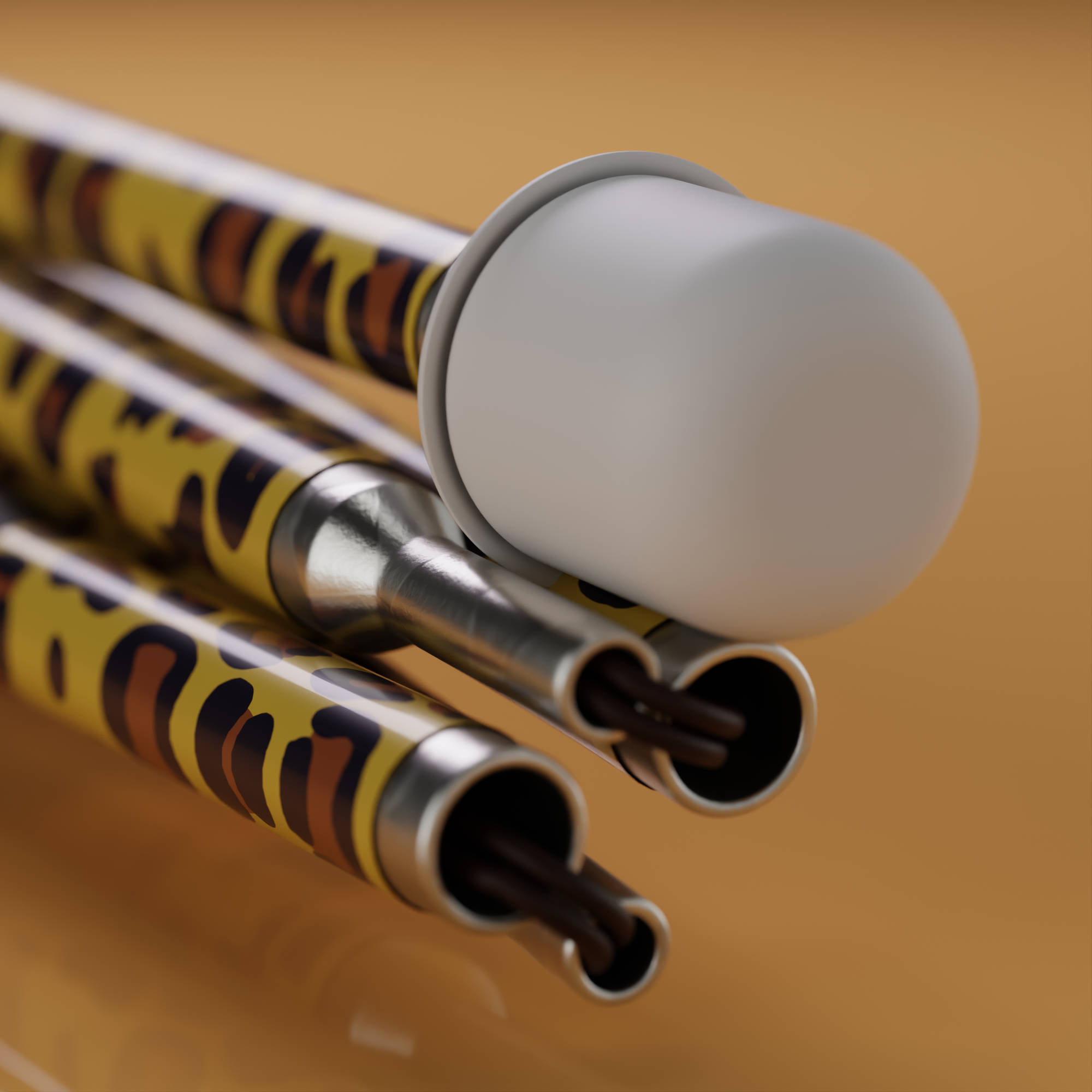 Close up of marshmallow tip. Leopard print stylish mobility cane by With Ease
