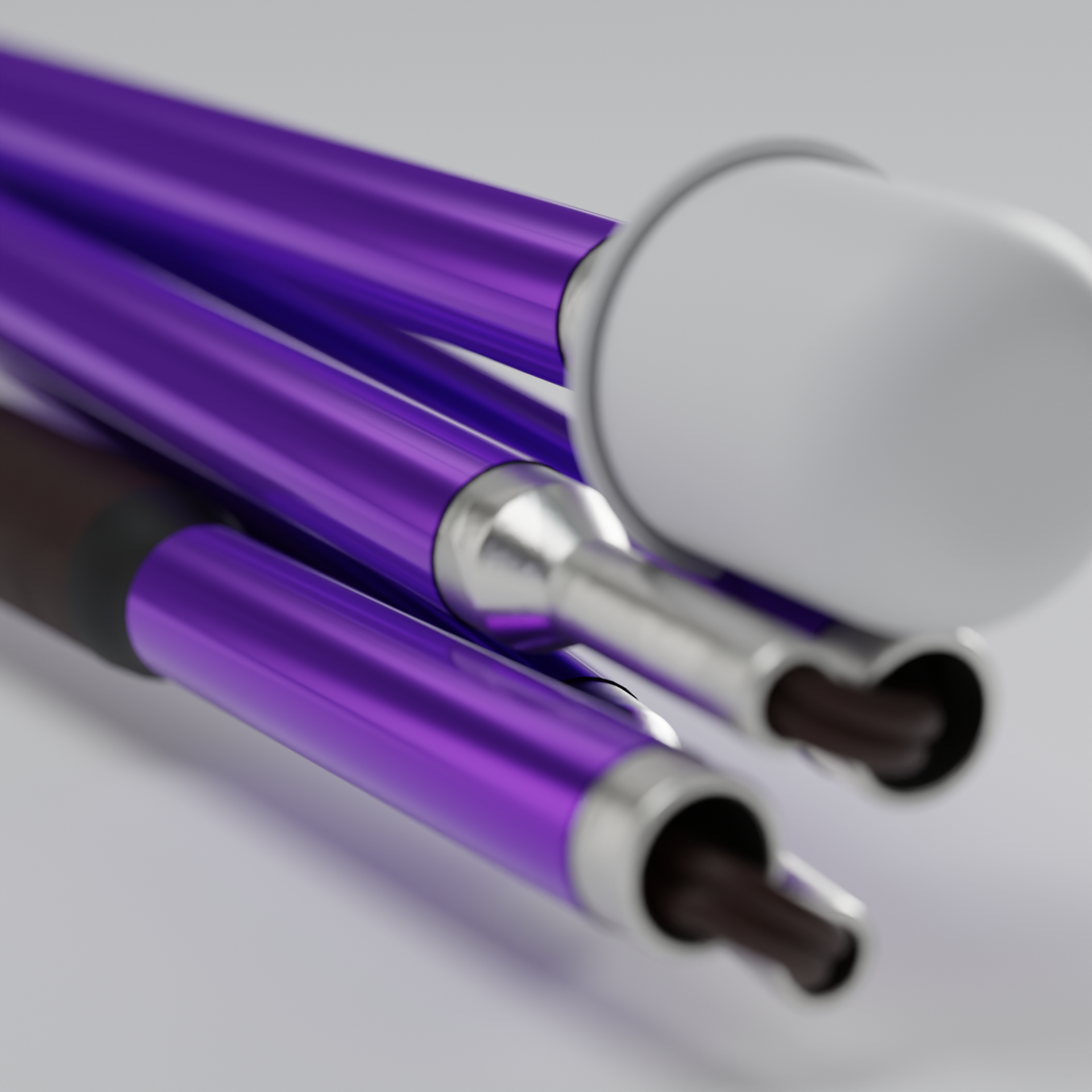 Close up of the marshmallow tip and vinyl wrap. Our Galactic Amethyst metallic mobility cane by With Ease