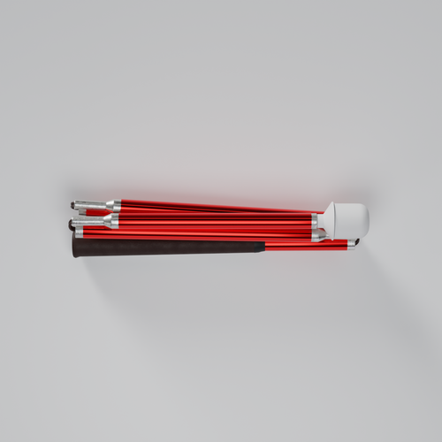 Our Crimson Chrome metallic mobility cane by With Ease. Showcased with a white background. 