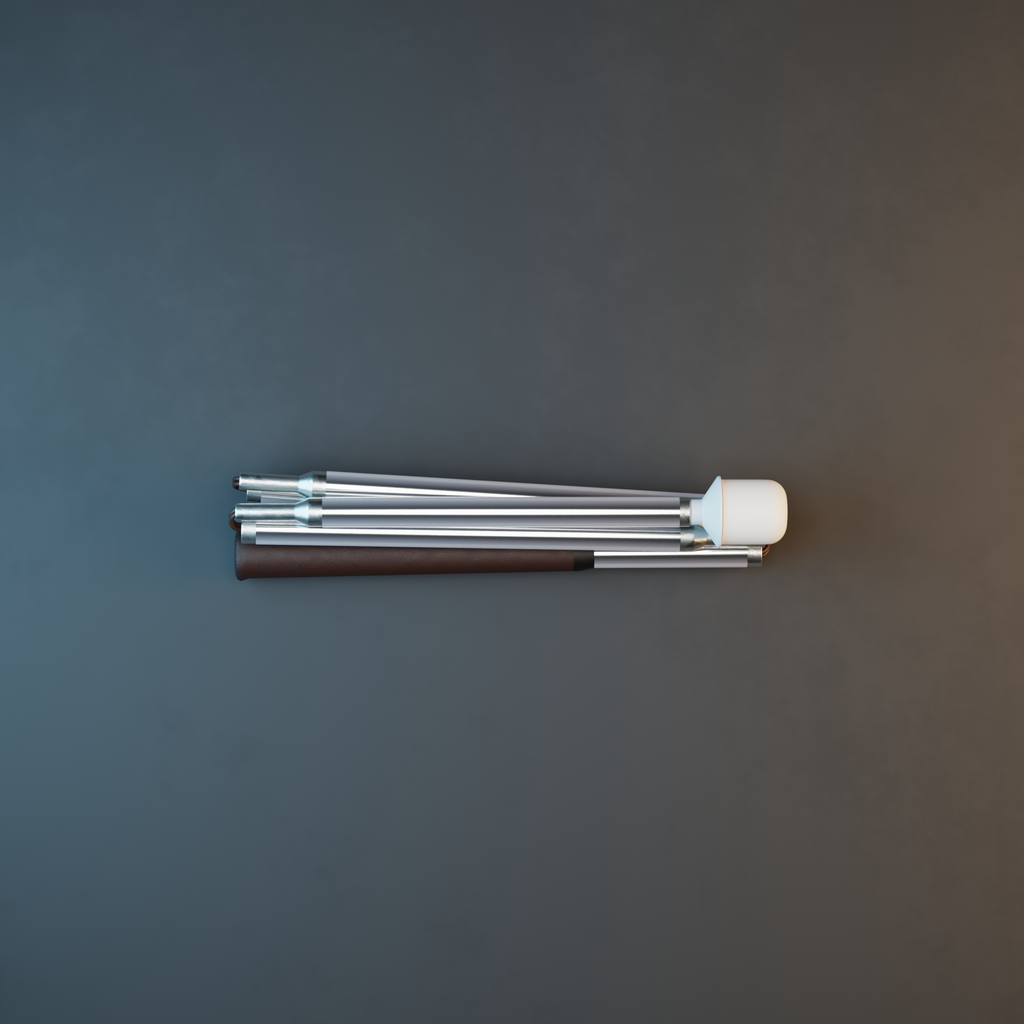Our Chrome Silver metallic mobility cane by With Ease. Showcased with a grey background.
