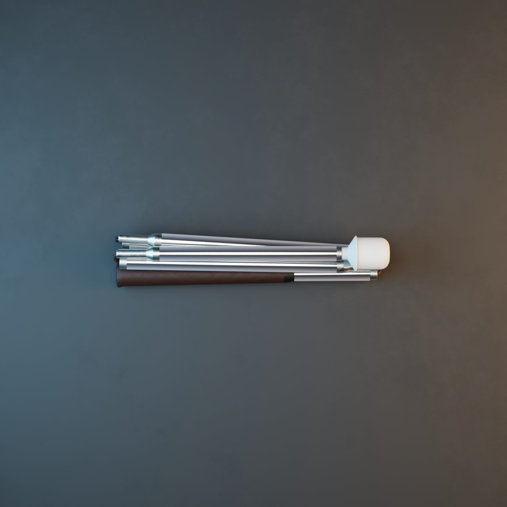 Our Chrome Silver metallic mobility cane by With Ease. Showcased with a grey background.