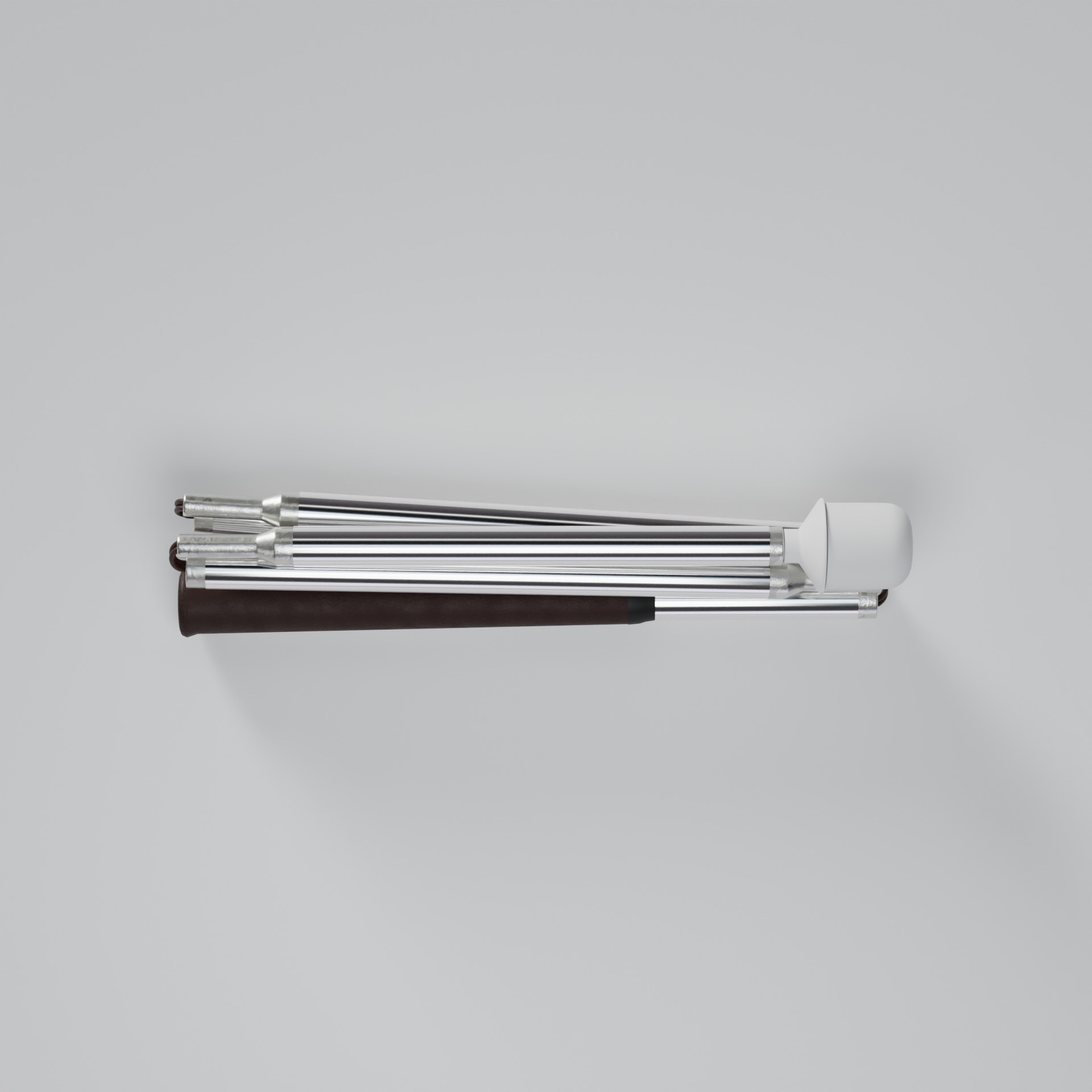 Our Chrome Silver metallic mobility cane by With Ease. Showcased with a white background.