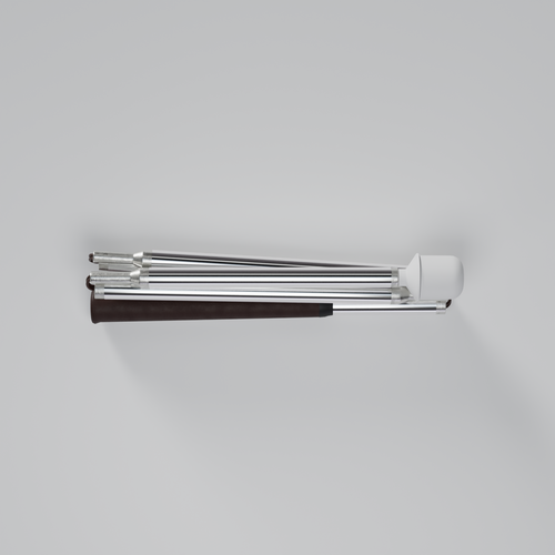 Our Chrome Silver metallic mobility cane by With Ease. Showcased with a white background.