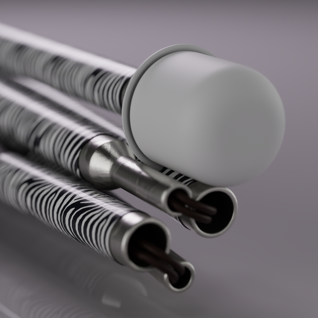 Close up of marshmallow tip. Zebra print stylish mobility cane by With Ease