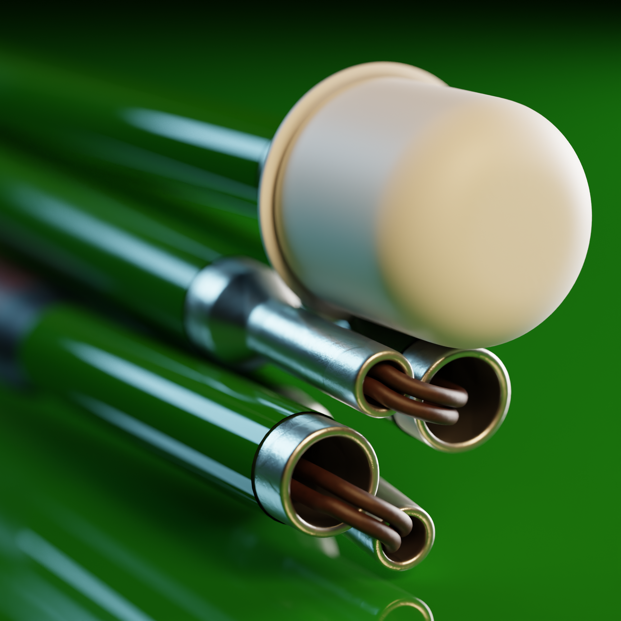Close up of a marshmallow tip. Our green solid colour mobility cane by With Ease