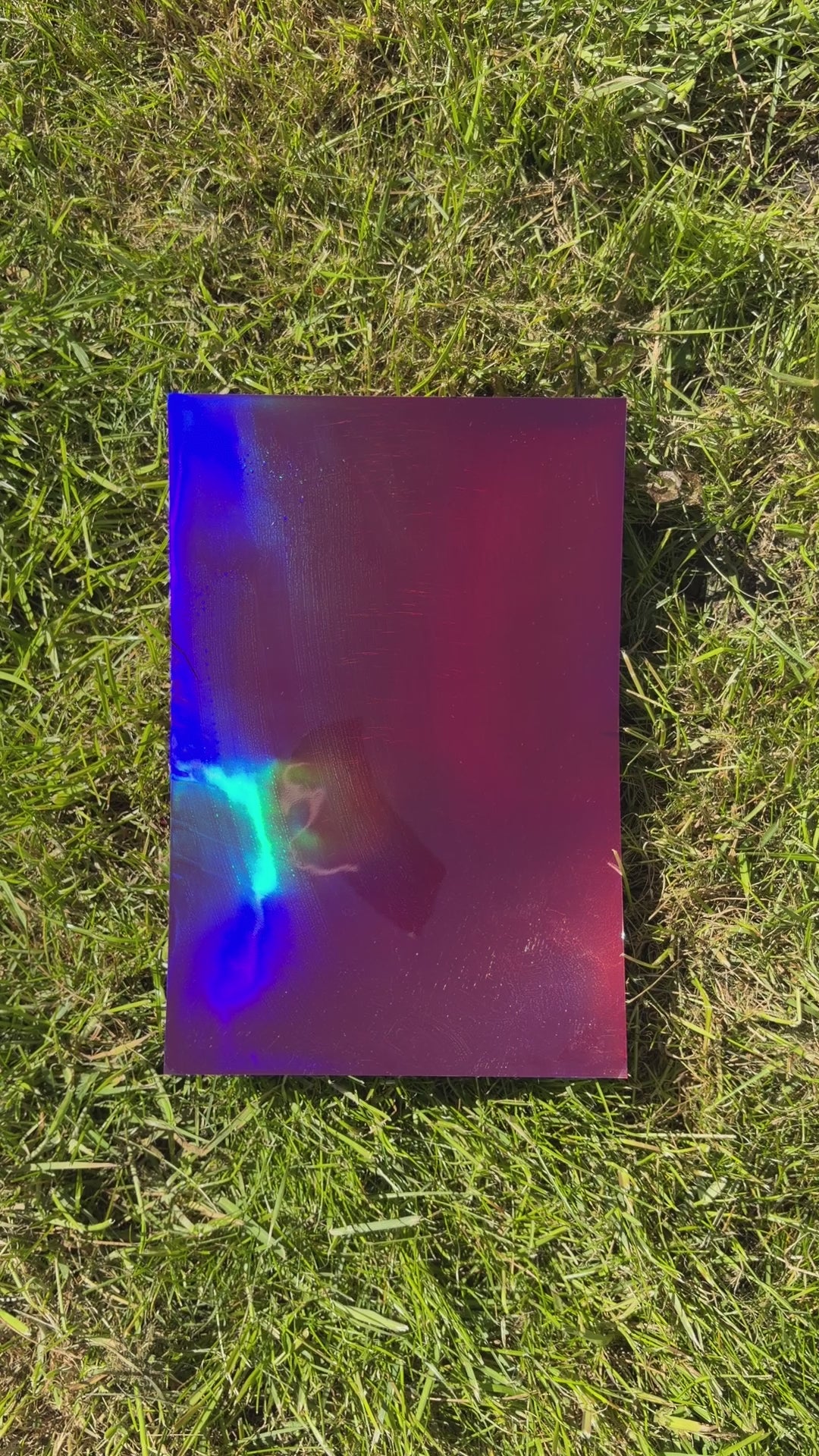 A video clip showing our Velvet Rainbow iridescent vinyl used to wrap the mobility cane.