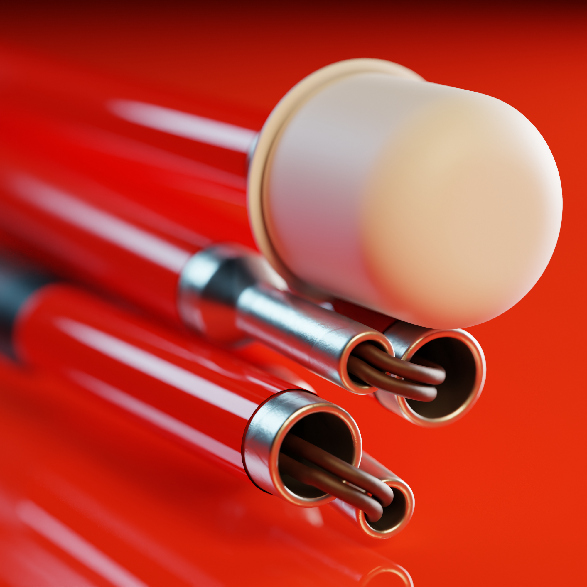 Close up of a marshmallow tip. Our red solid colour mobility cane by With Ease